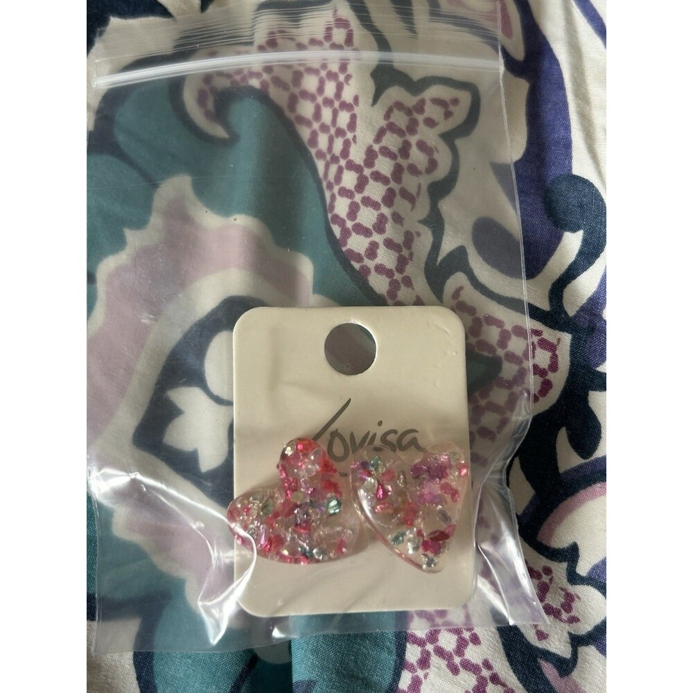 Lovisa Pink Confetti Heart Earrings